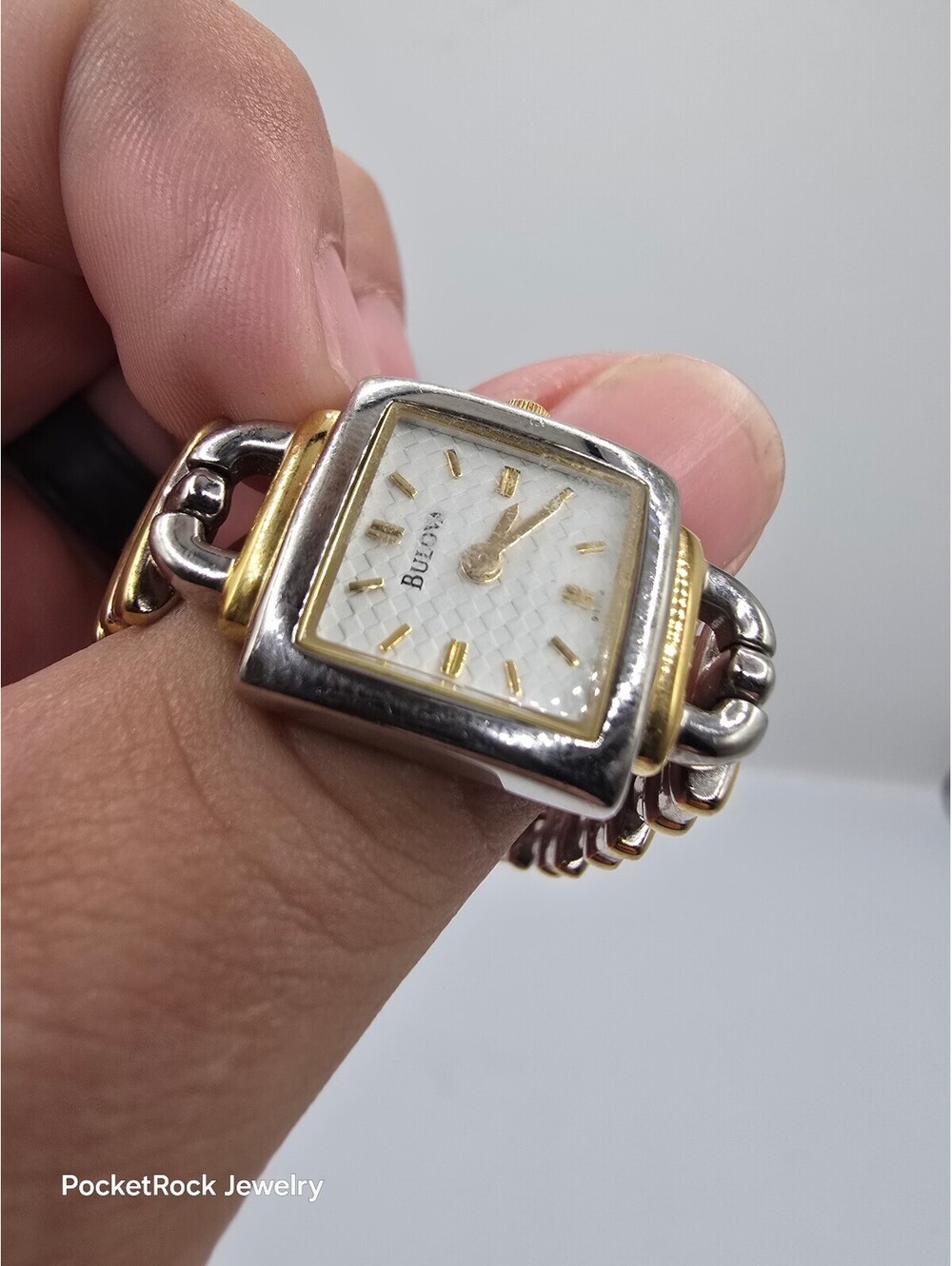 Bulova Quartz T9 Women’s Square Two-Tone White Dial Quartz Bracelet Watch
